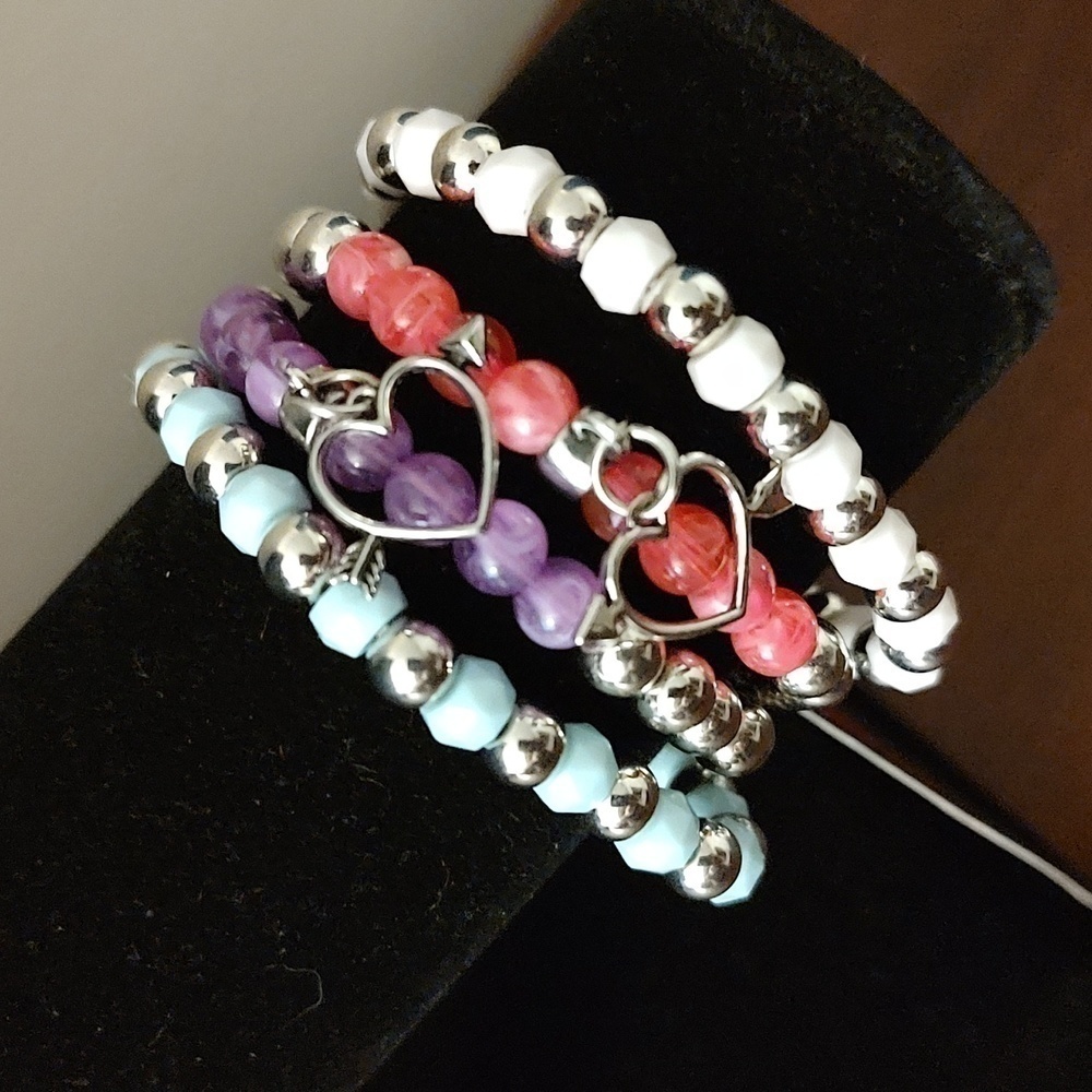 Paparazzi Small 4 Pack Multi Color Beaded Stretch Bracelets with Charms